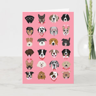 Happy Valentines Day Dog Face Pattern Kaart