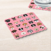 Happy Valentines Day Dog Face Pattern Kartonnen Onderzetters (Gebogen)