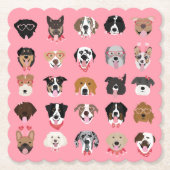 Happy Valentines Day Dog Face Pattern Kartonnen Onderzetters (Voorkant)
