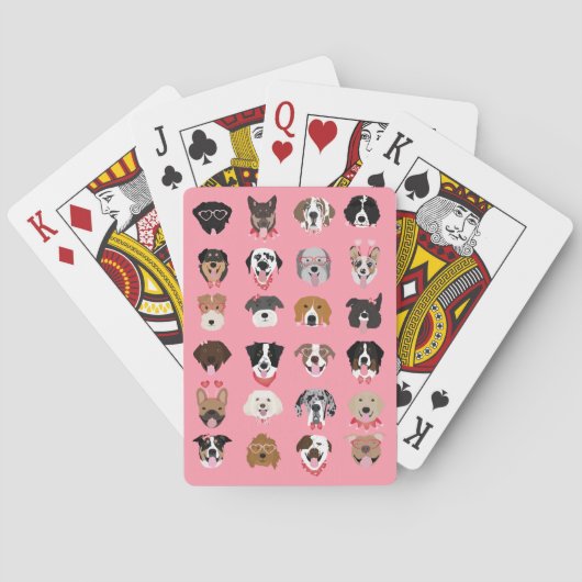 Happy Valentines Day Dog Face Pattern Pokerkaarten (Achterkant)