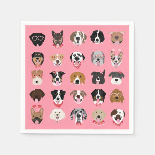 Happy Valentines Day Dog Face Pattern Servet