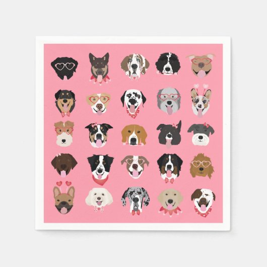 Happy Valentines Day Dog Face Pattern Servet (Voorkant)