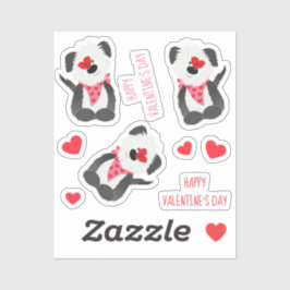 Happy Valentines Day Dog Heart Pink Sticker