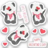 Happy Valentines Day Dog Heart Pink Sticker (Voorkant)