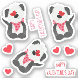 Happy Valentines Day Dog Heart Pink Sticker