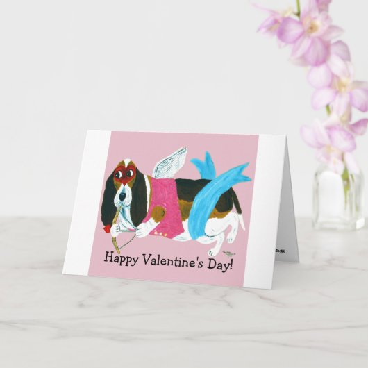 Happy Valentine's Day Doggie Folded Greeting Card Kaart (Orchidee)