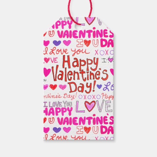 Happy Valentine's Day Doodles Cadeaulabel (Voorkant)