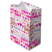 Happy Valentine's Day Doodles Medium Cadeauzakje (Achterkant Gekanteld)