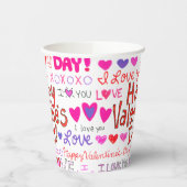 Happy Valentine's Day Doodles Pattern Papieren Bekers (Links)