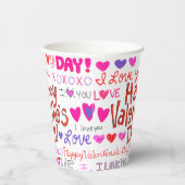 Happy Valentine's Day Doodles Pattern Papieren Bekers (Rechts)