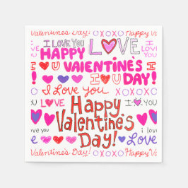 Happy Valentine's Day Doodles Pattern Servet