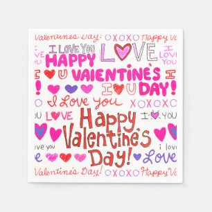 Happy Valentine's Day Doodles Pattern Servet