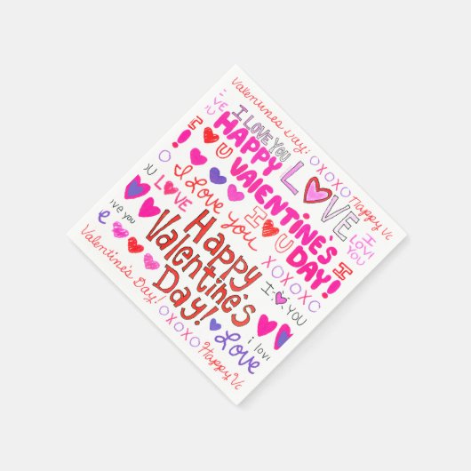 Happy Valentine's Day Doodles Pattern Servet (Hoek)