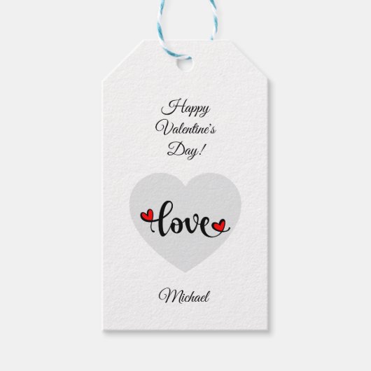 Happy Valentine's Day eenvoudige cadeau label Cadeaulabel (Voorkant)