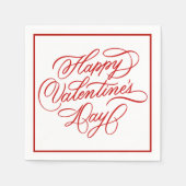 Happy Valentines Day Elegant Red Calligraphy Servet (Voorkant)