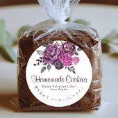 Happy Valentines Day Elegant Rose Floral Bakery Ronde Sticker