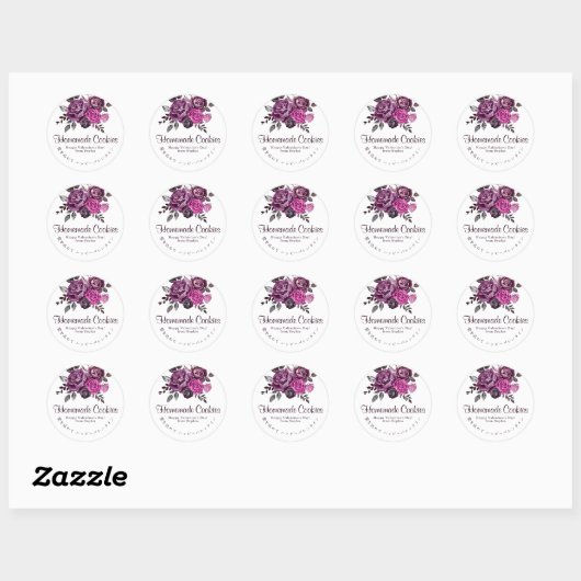 Happy Valentines Day Elegant Rose Floral Bakery Ronde Sticker (Vel)