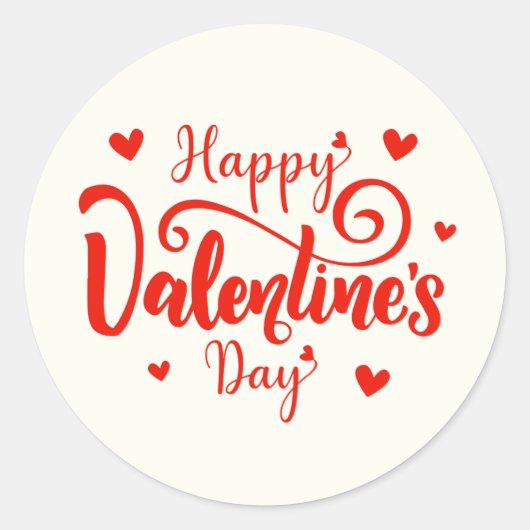 Happy Valentine's Day Elegant Script Pink Hearts  Ronde Sticker (Voorkant)