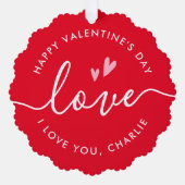Happy Valentine's Day elegante script naam foto Ornament Kaart (Voorkant)