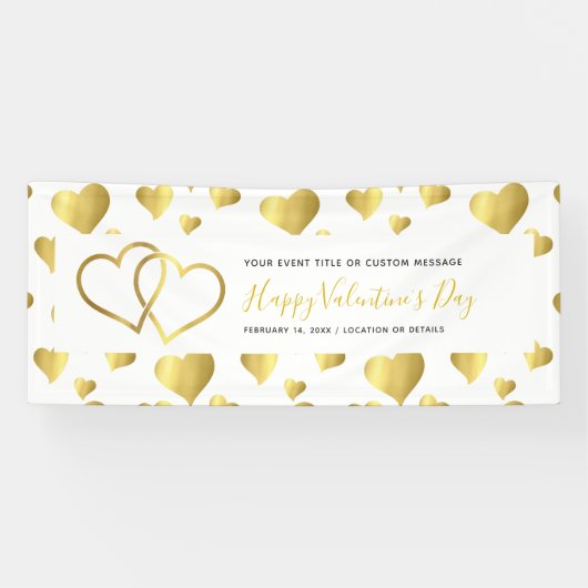 HAPPY VALENTINE'S DAY EVENT GOLD HEARTS BANNER (Horizontaal)