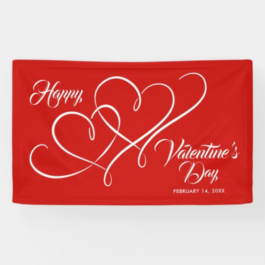 HAPPY VALENTINE'S DAY EVENT LINKED HEARTS RED SPANDOEK (Horizontaal)