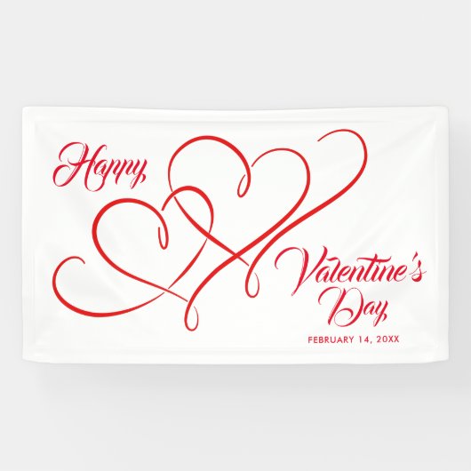 HAPPY VALENTINE'S DAY EVENT RED LINKED HEARTS SPANDOEK (Horizontaal)