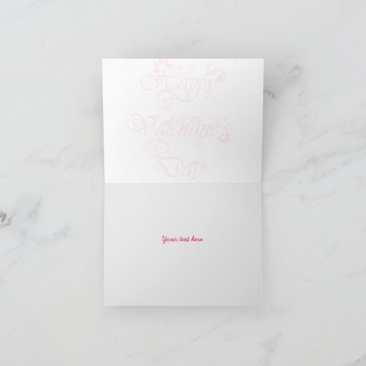 Happy Valentines Day Floral Text & Hearts Feestdagen Kaart (Binnen)