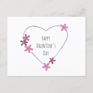 Happy Valentine's Day Flower Heart Briefkaart