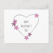 Happy Valentine's Day Flower Heart Briefkaart (Voorkant)