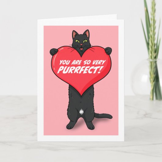 Happy Valentines Day For Anyone Cat Holding Heart  Feestdagen Kaart (Voorkant)
