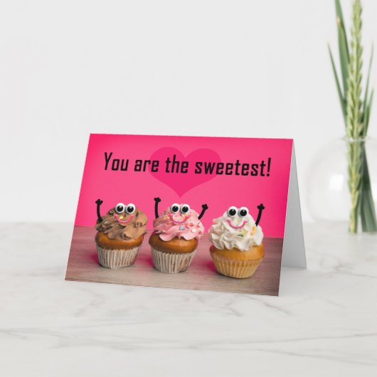 Happy Valentines Day For Anyone Sweetest Cupcakes  Feestdagen Kaart (Voorkant)