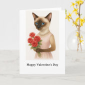 Happy Valentine's Day for Siamese Cat Lover  Kaart (Gele Bloem)