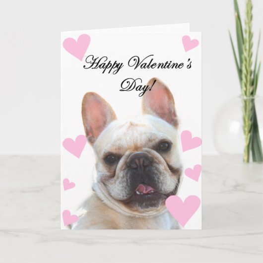 Happy Valentine's Day French bulldog greeting card Feestdagen Kaart (Voorkant)