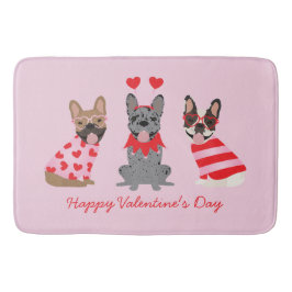 Happy Valentines Day French Bulldogs Badmat