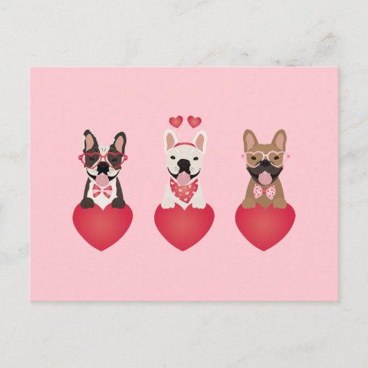 Happy Valentines Day French Bulldogs Briefkaart (Voorkant)