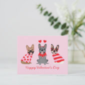 Happy Valentines Day French Bulldogs Briefkaart (Staand voorkant)