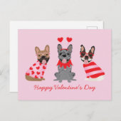 Happy Valentines Day French Bulldogs Briefkaart (Voorkant / Achterkant)