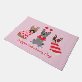 Happy Valentines Day French Bulldogs Deurmat (Schuin)