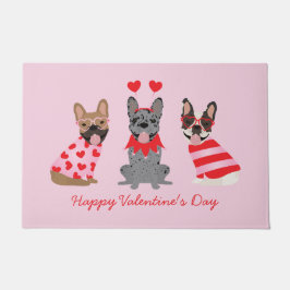 Happy Valentines Day French Bulldogs Deurmat