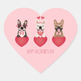 Happy Valentines Day French Bulldogs Hart Sticker
