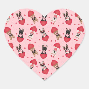 Happy Valentines Day French Bulldogs Hart Sticker