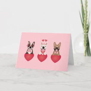 Happy Valentines Day French Bulldogs Kaart
