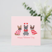 Happy Valentines Day French Bulldogs Kaart (Staand voorkant)