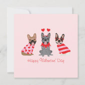 Happy Valentines Day French Bulldogs Kaart (Voorkant)