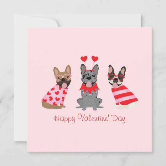 Happy Valentines Day French Bulldogs Kaart (Voorkant)