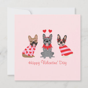 Happy Valentines Day French Bulldogs Kaart