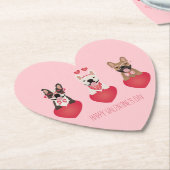 Happy Valentines Day French Bulldogs Kartonnen Onderzetters (Gekanteld)