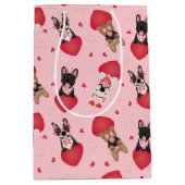 Happy Valentines Day French Bulldogs Medium Cadeauzakje (Voorkant)