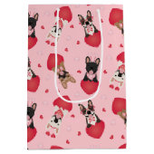 Happy Valentines Day French Bulldogs Medium Cadeauzakje (Achterkant)
