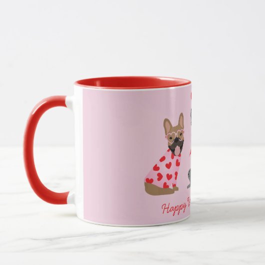 Happy Valentines Day French Bulldogs Mok (Links)